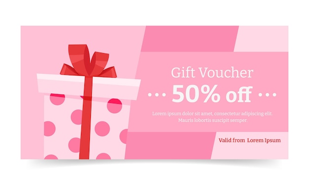 Gift voucher special offer horizontal template Coupon certificate for sale with redeem gift win present Vector illustration design for advertising banner and discount promotion gift card