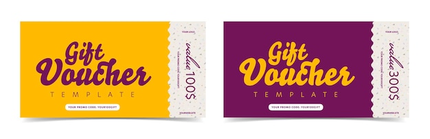 Gift voucher ticket card with different monetary value. Discount coupon template