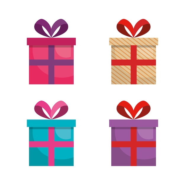 giftbox presents set icons 