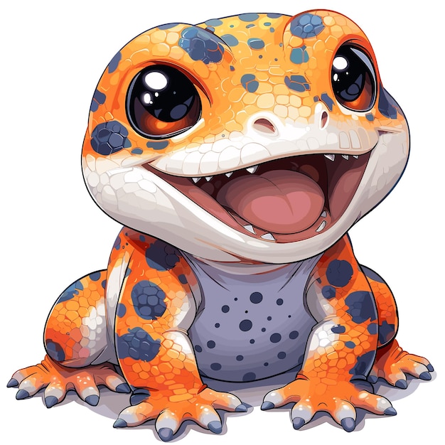 Gila Monster Flat Colors Cartoon Icon Isolated Transparent Background Images