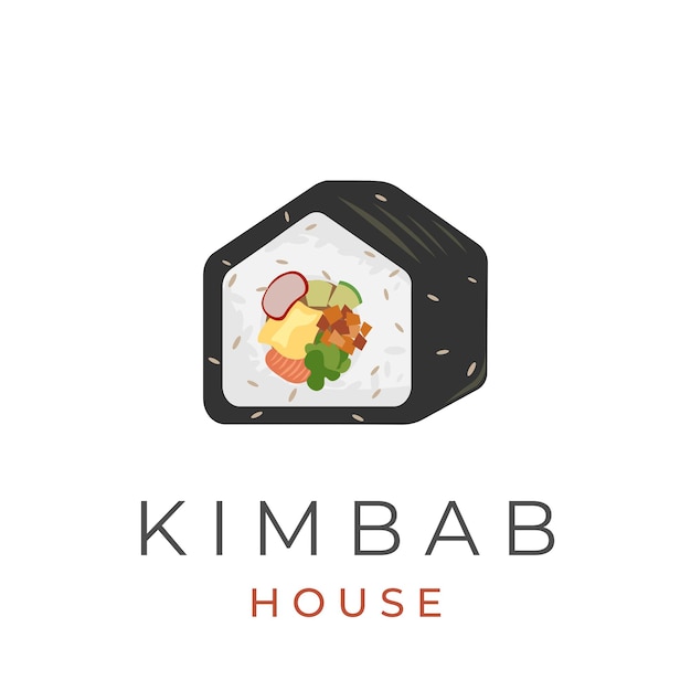 Gimbap Kimbap House Illustration Logo or Shop Selling Korean Food