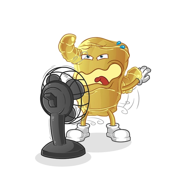 Ginger in front of the fan character cartoon mascot vector