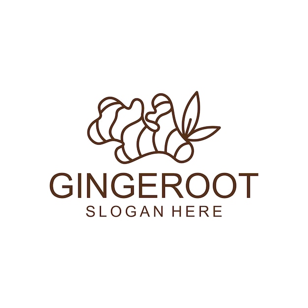 Ginger root logo Round linear logo of ginger on white background