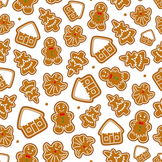 Gingerbread Christmas seamless pattern