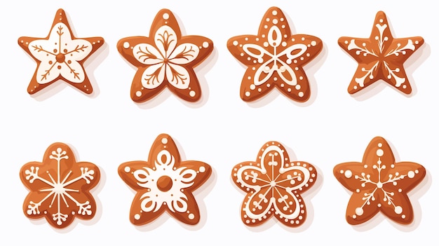 Vector gingerbread cookies with a white flower on the bottom