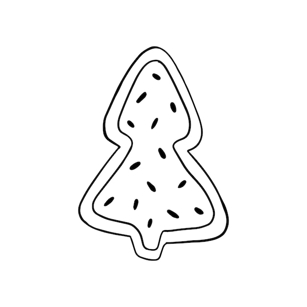 Gingerbread fir cookie vector. Christmas ginger cookie, sweet holiday dessert.