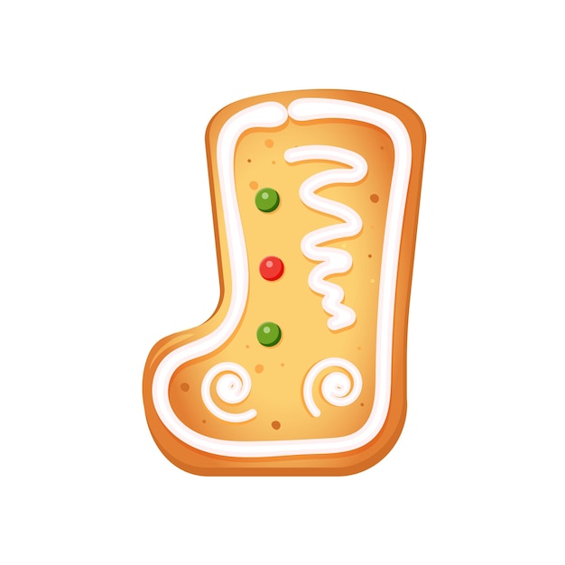 Gingerbread in the form of a Christmas boot isolated on white background