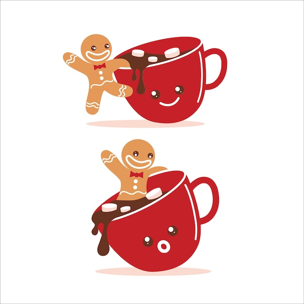 Gingerbread man and red chocolate mug