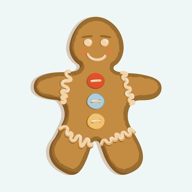 Gingerbread man Traditional flat Christmas and New Year elements Vector illustration