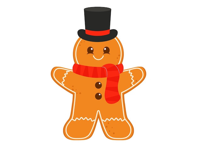 Vector gingerbread man with top hat illustration