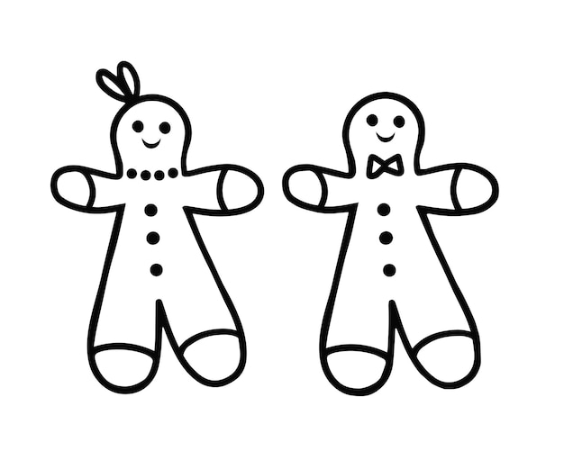 Gingerbread men Gingerbread cookies boy girl Hand drawn illustration