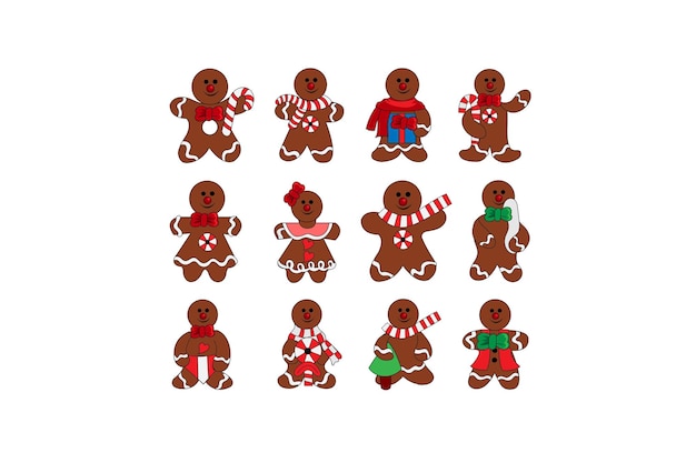 Gingerbread men on a white background.