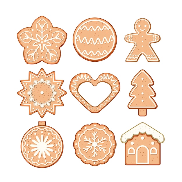 Vector gingerbread set cartoon vector illustration