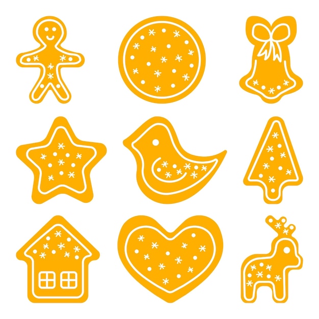 Vector gingerbread set, winter vector illustration