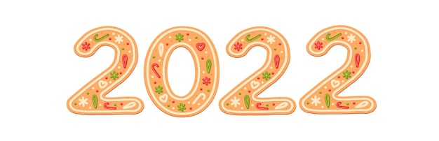 Gingerbread Spice cake 2022 year Cookie Flat vector