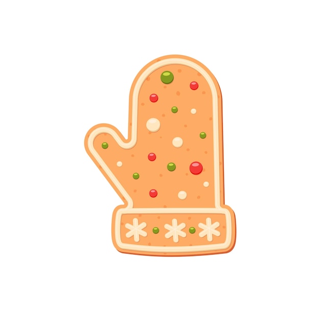 Gingerbread Spice cake Mitten Cookie Flat vector