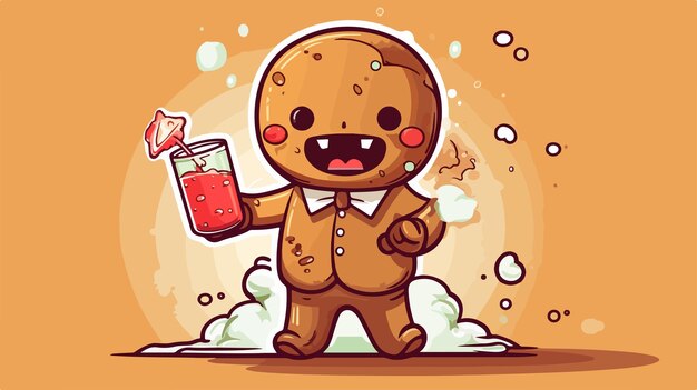 Vector gingerbread zombie cartoon illustration spooky and sweet halloween character design