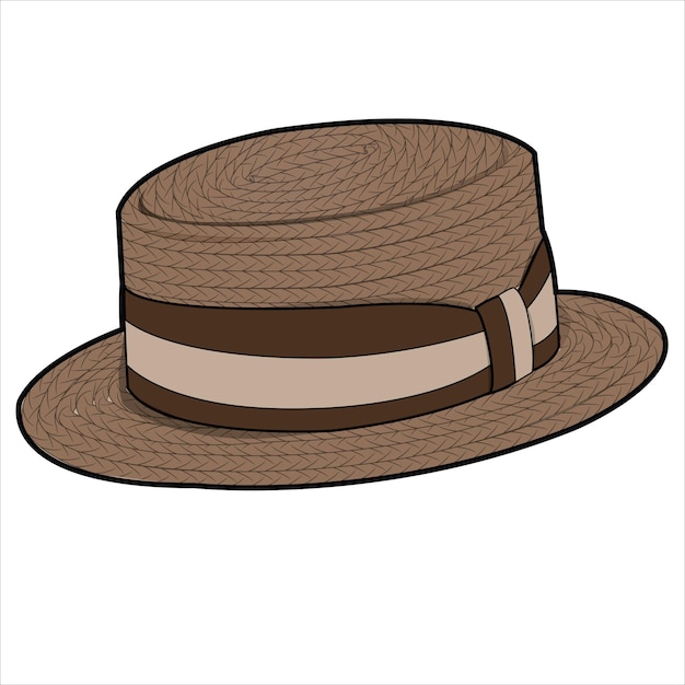 GINGHAM FEDORA HAT WITH RED TAPE DETAIL IN EDITABLE VECTOR