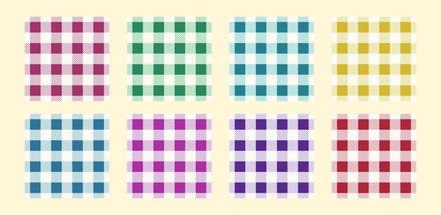 Gingham vector pattern set checkered plaids different color