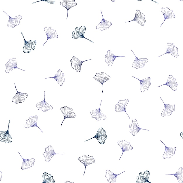 Ginkgo biloba hand drawn seamless pattern. Textile and wrapping paper design. Vector