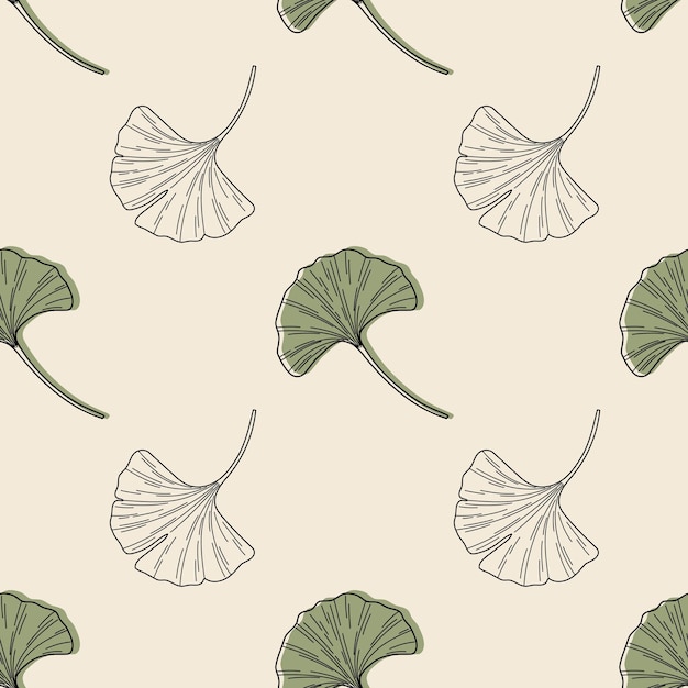 Ginkgo biloba leaves seamless pattern