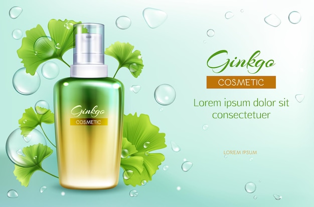 Ginkgo biloba micellar water vector ad banner