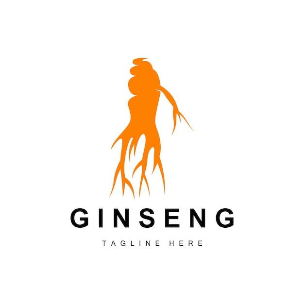 Ginseng Logo Herbal Plant Vector Natural Herbal Medicine Ginseng Herbal Drink Icon