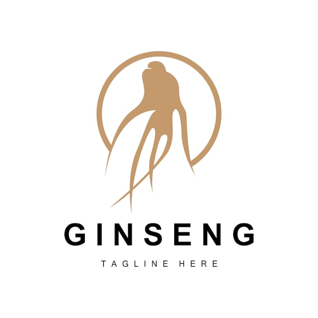 Ginseng Logo Herbal Plant Vector Natural Herbal Medicine Ginseng Herbal Drink Icon