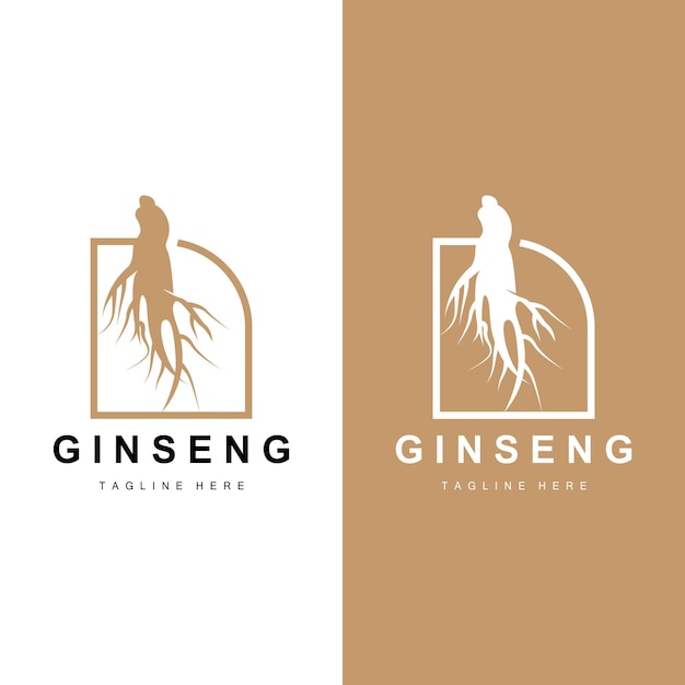 Ginseng Logo Herbal Plant Vector Natural Herbal Medicine Ginseng Herbal Drink Icon