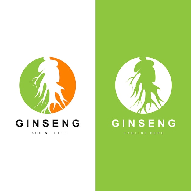 Ginseng Logo Herbal Plant Vector Natural Herbal Medicine Ginseng Herbal Drink Icon