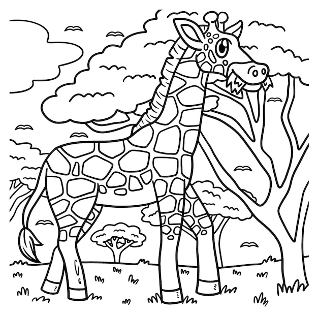 Giraffe Animal Coloring Page for Kids