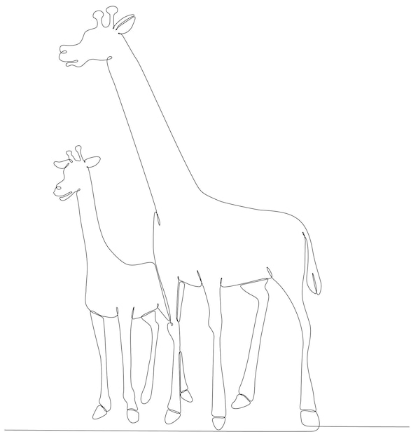 giraffe animal continuous line drawing