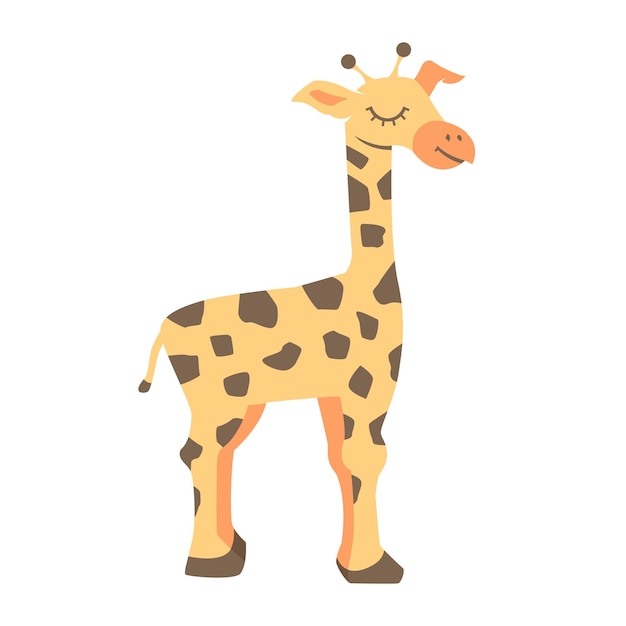 Giraffe cartoon style vector illustration on white