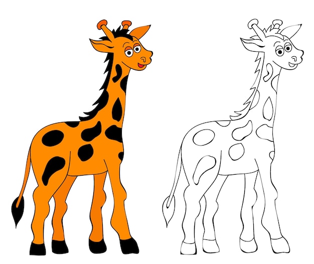 Giraffe character vector book coloring