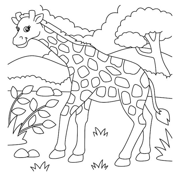 Giraffe Coloring Page for Kids