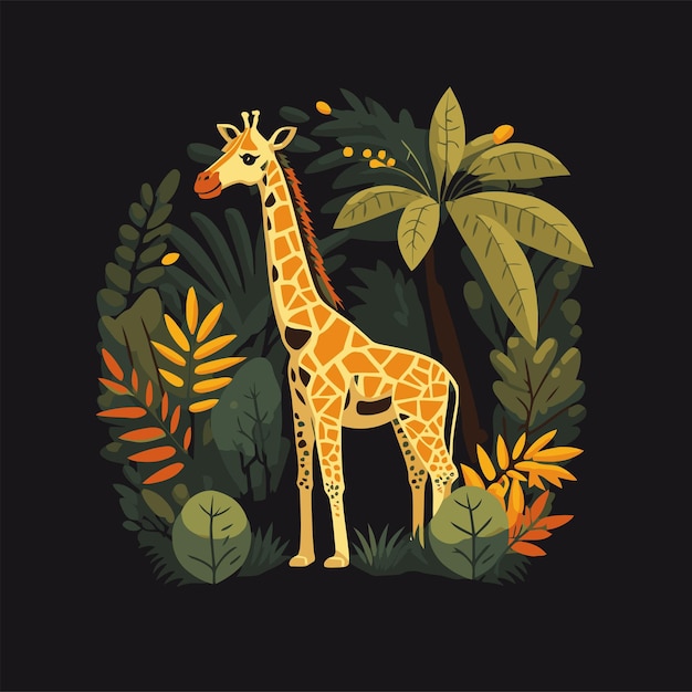 Giraffe logo animal character logo mascot vector cartoon design template