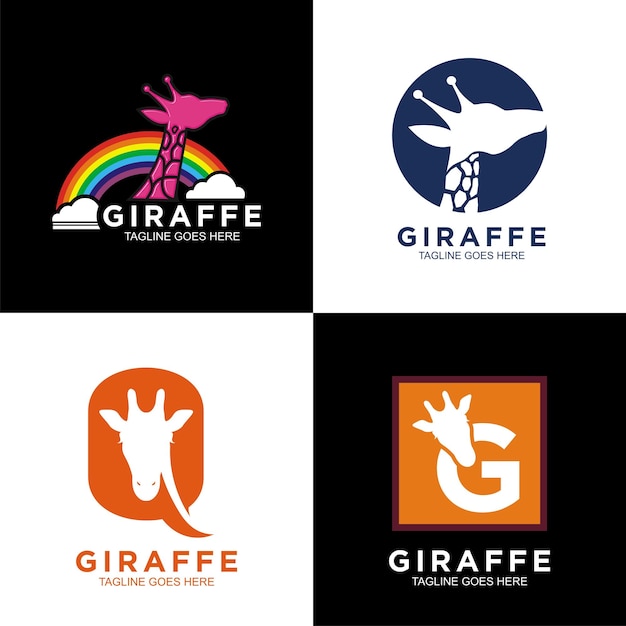 Giraffe logo desain vector set