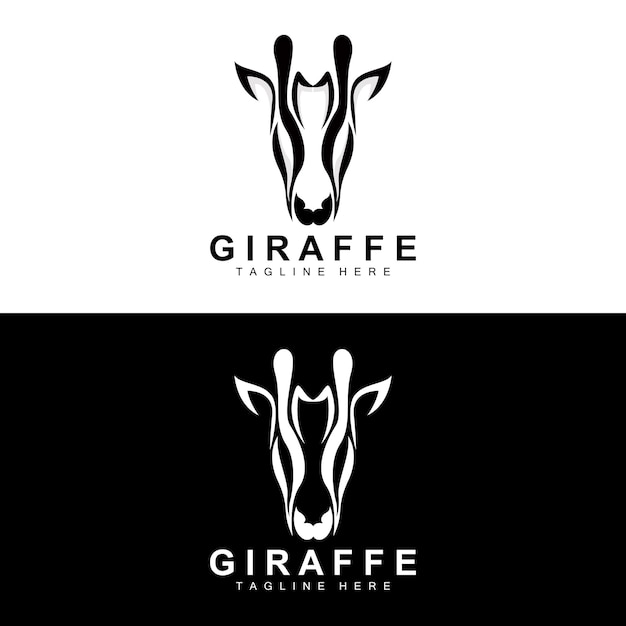 Giraffe Logo Design Giraffe Head Vector Silhouette High Neck Animal Zoo Tattoo Illustration Product Brand