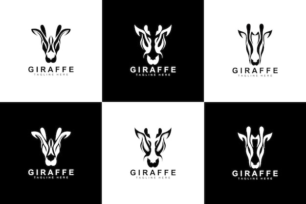 Giraffe Logo Design Giraffe Head Vector Silhouette High Neck Animal Zoo Tattoo Illustration Product Brand