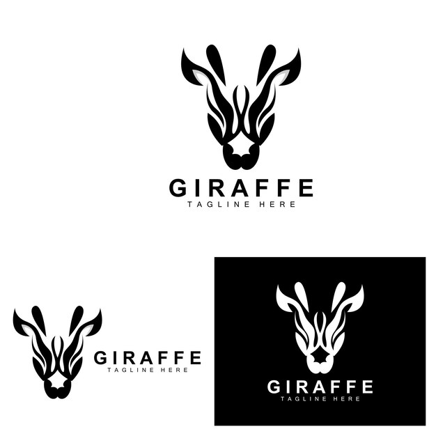 Giraffe Logo Design Giraffe Head Vector Silhouette High Neck Animal Zoo Tattoo Illustration Product