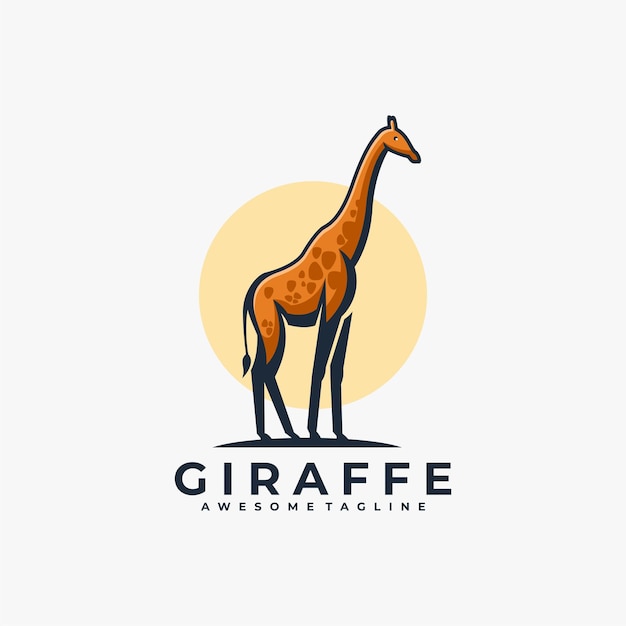 Giraffe mascot logo design vector flat color