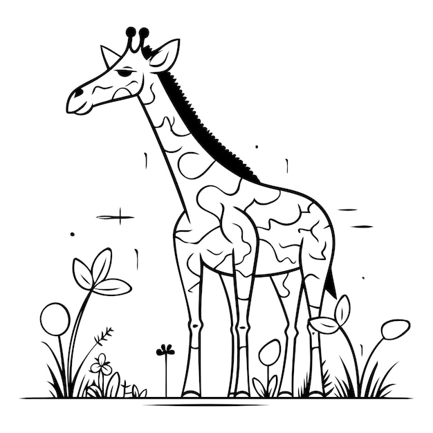 Giraffe in the park Vector illustration Cartoon style