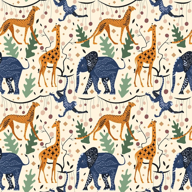 Giraffe seamless pattern Vector illustration