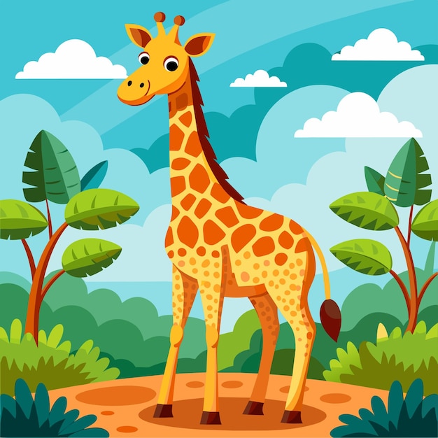 Giraffe Standing in Middle of Forest