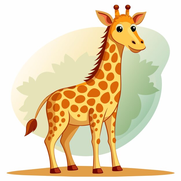 Vector giraffe standing in middle of forest