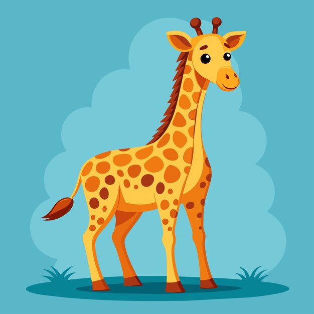 Vector giraffe standing in middle of forest