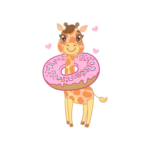 Giraffe With Donut Around The Neck