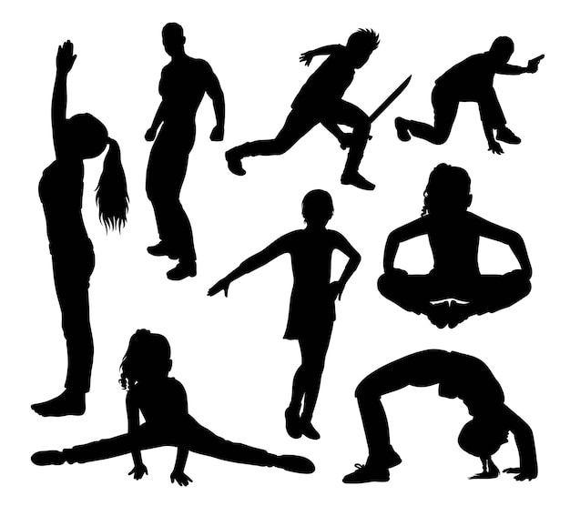 girl activity male and female sport silhouette