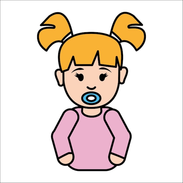 girl baby with pacifier icon