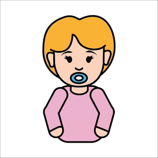 girl baby with pacifier icon